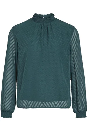 VILA Cuello Alto Blusa De Manga Larga