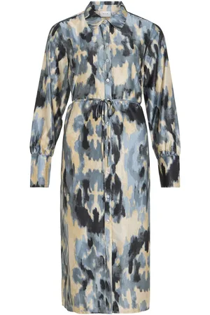 VILA Mangas Largas Vestido Camisero