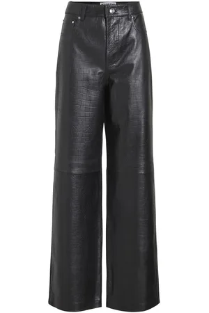 VILA Cintura Alta Pantalones De Cuero