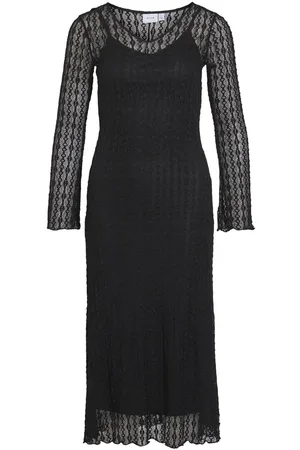 VILA Mangas Largas Vestido Midi