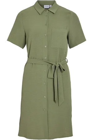 VILA Mangas Cortas Vestido Camisero
