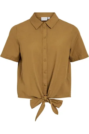 VILA Nudo Frontal Camisa De Manga Corta