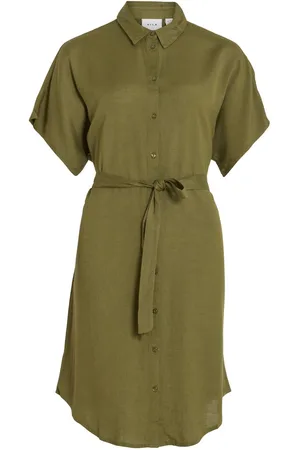 VILA Mangas Cortas Vestido Camisero