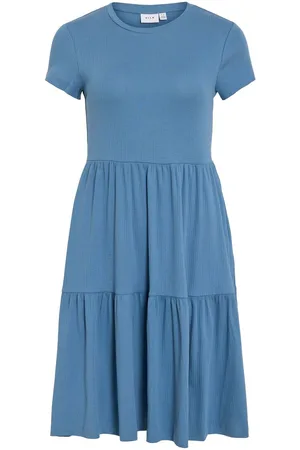 VILA Petite - De Mangas Cortas Vestido Midi