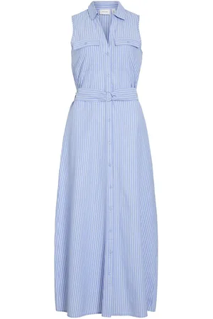 VILA Vistriped, Maxi Vestido Camisero