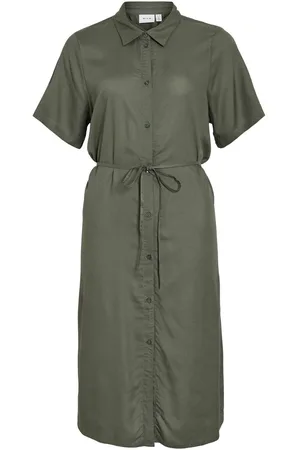 VILA Viragna De Mangas Cortas Vestido Camisero