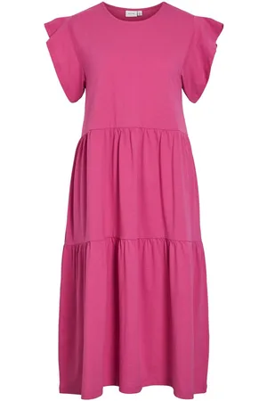 VILA Mangas Cortas Vestido Midi
