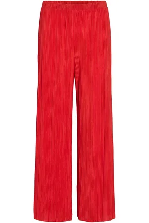 VILA Diseño Acanalado Pantalones De Pierna Ancha