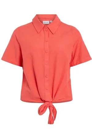 VILA Nudo Frontal Camisa De Manga Corta