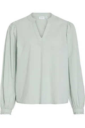 VILA Cuello En V Blusa De Manga Larga