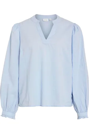 VILA Cuello En V Blusa De Manga Larga