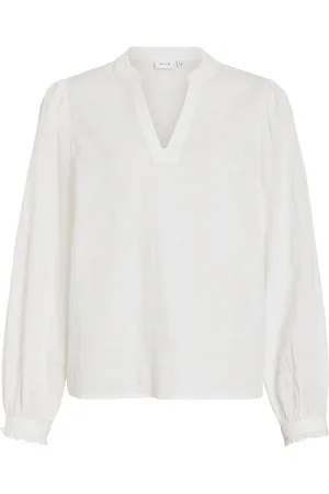VILA Cuello En V Blusa De Manga Larga
