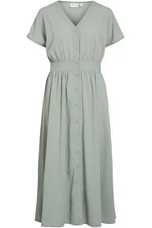 VILA Mangas Cortas Vestido Midi