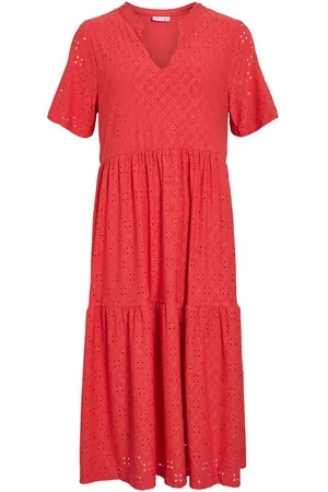 VILA Mangas Cortas Vestido Midi
