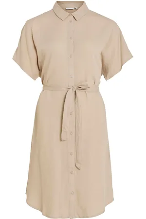 VILA Mangas Cortas Vestido Camisero