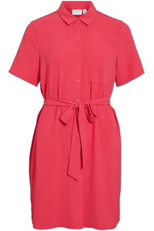 VILA Mangas Cortas Vestido Camisero