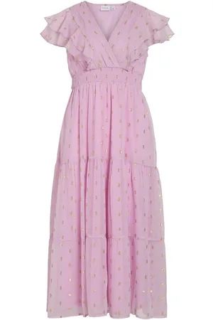 VILA Cuello En V Vestido Midi