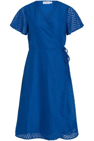 VILA Mangas Cortas Vestido Envolvente