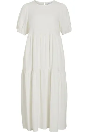 VILA Visummer Mangas Cortas Vestido Midi