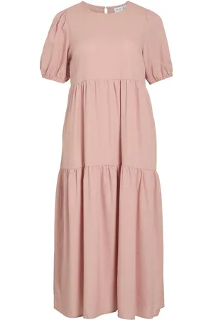 VILA Visummer Mangas Cortas Vestido Midi