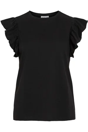 VILA Visummer, Cuello Redondo Top De Mangas Casquillo