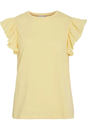 VILA Visummer, Cuello Redondo Top De Mangas Casquillo