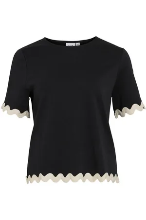 VILA Vicalisa, Cuello Redondo Top De Manga Corta