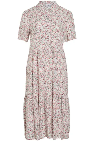 VILA Mangas Cortas Vestido Midi