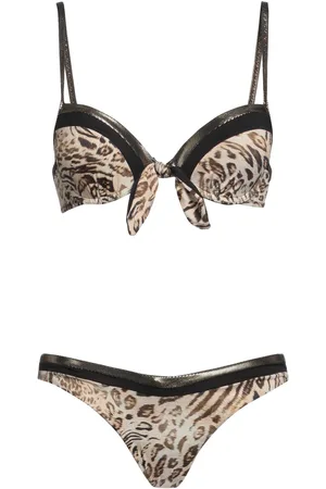 Bañador tanga gris lurex animal print Vacanze Italiane