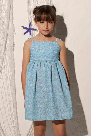 YSABEL MORA Vestido de playa niña tirantes anudados y estampado flores