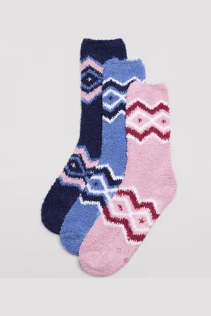 YSABEL MORA Pack de 3 calcetines de franela antideslizantes extrasuaves de mujer estampados
