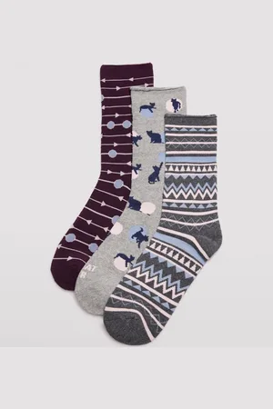 YSABEL MORA Pack 3 calcetines térmicos de mujer estampados tonos grises