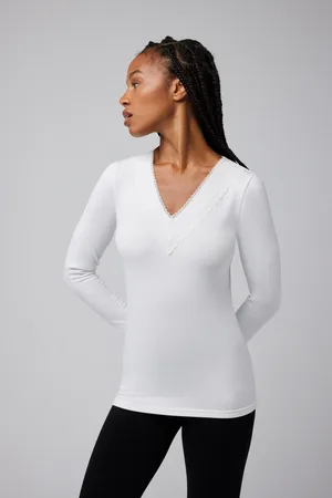 YSABEL MORA Camiseta térmica cuello pico encaje manga larga