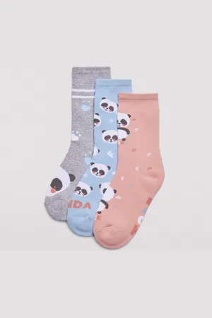 YSABEL MORA Pack 3 calcetines térmicos de niña estampados panda
