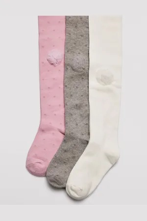 YSABEL MORA Pack 3 calcetines leotardos de niña punteados detalle de flor