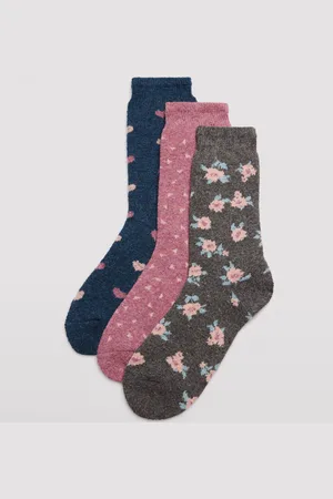 YSABEL MORA Pack de 3 calcetines extrasuaves de angora de mujer estampados
