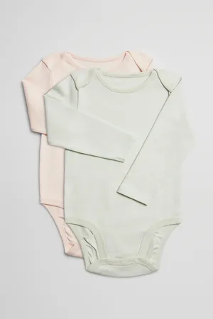 YSABEL MORA Pack 2 bodies bebé básicos manga larga solapas verde y rosa
