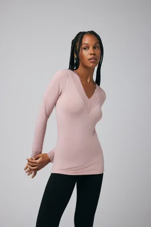 YSABEL MORA Camiseta térmica cuello pico encaje manga larga