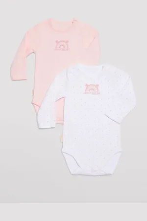 YSABEL MORA Pack 2 bodies bebé manga larga rosa y blanco