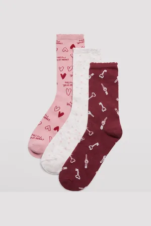 YSABEL MORA Pack 3 calcetines algodón mujer estampados corazones