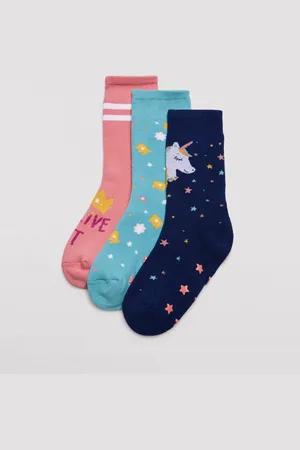 YSABEL MORA Pack 3 calcetines térmicos antideslizantes de niña estampados unicornio