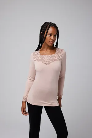 YSABEL MORA Camiseta térmica encaje manga larga