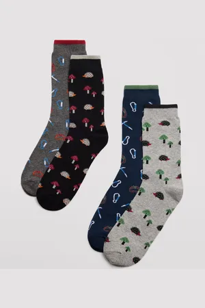 YSABEL MORA Pack 4 calcetines algodón para hombre estampados otoño