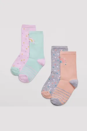 YSABEL MORA Pack 4 calcetines algodón de niña estampados pastel
