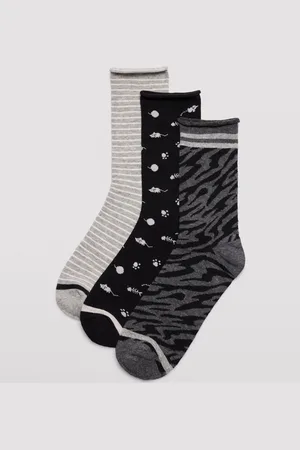 YSABEL MORA Pack 3 calcetines de mujer sin puño estampados tonos oscuros