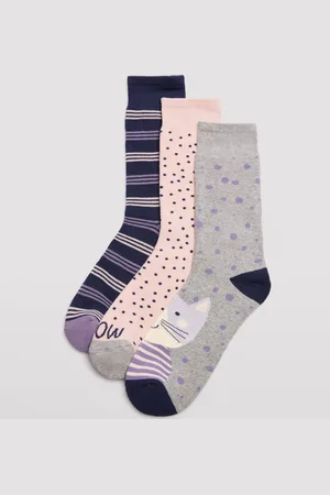 YSABEL MORA Pack 3 calcetines térmicos de mujer estampados gato
