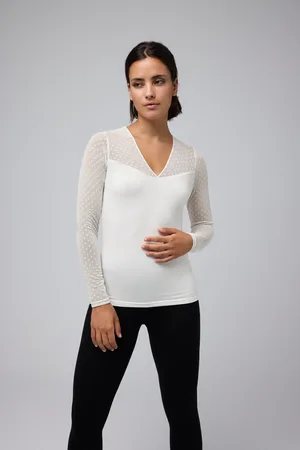 YSABEL MORA Camiseta térmica manga larga detalle tul
