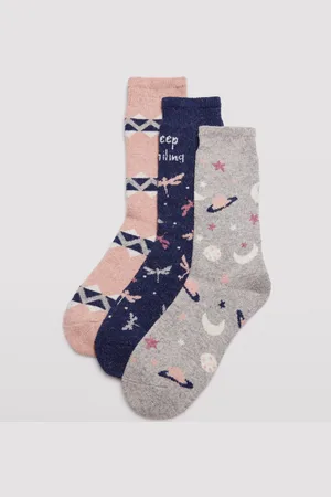 YSABEL MORA Pack 3 calcetines de angora extrasuaves de mujer estampados