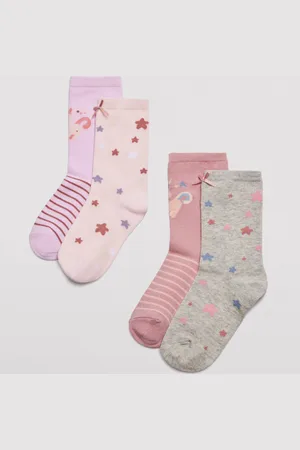 YSABEL MORA Pack 4 calcetines algodón de niña estampados rosas