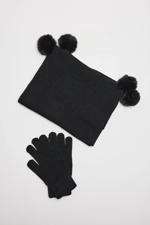 YSABEL MORA Set bufanda y guantes detalle pompón